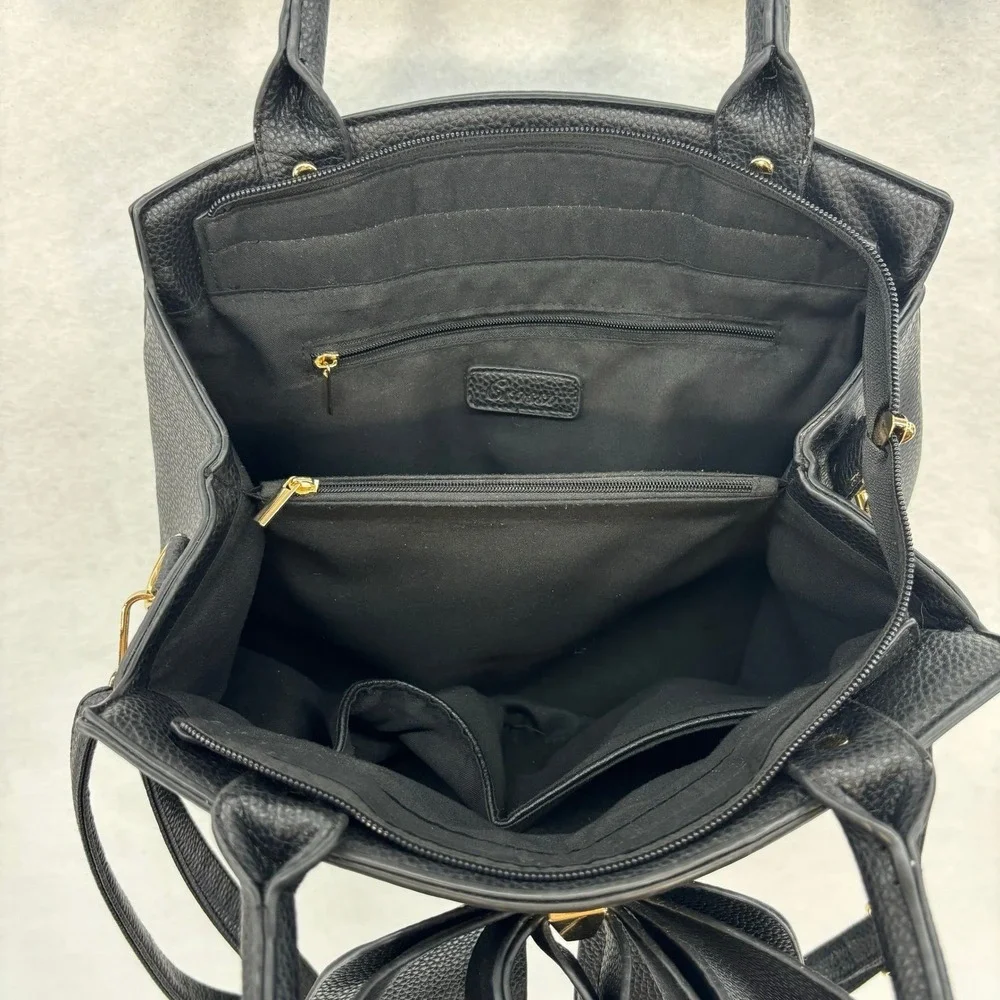 Crossci Black Satchel Bow Accent Shoulder Bag Purse Handbag Glam Feminine
